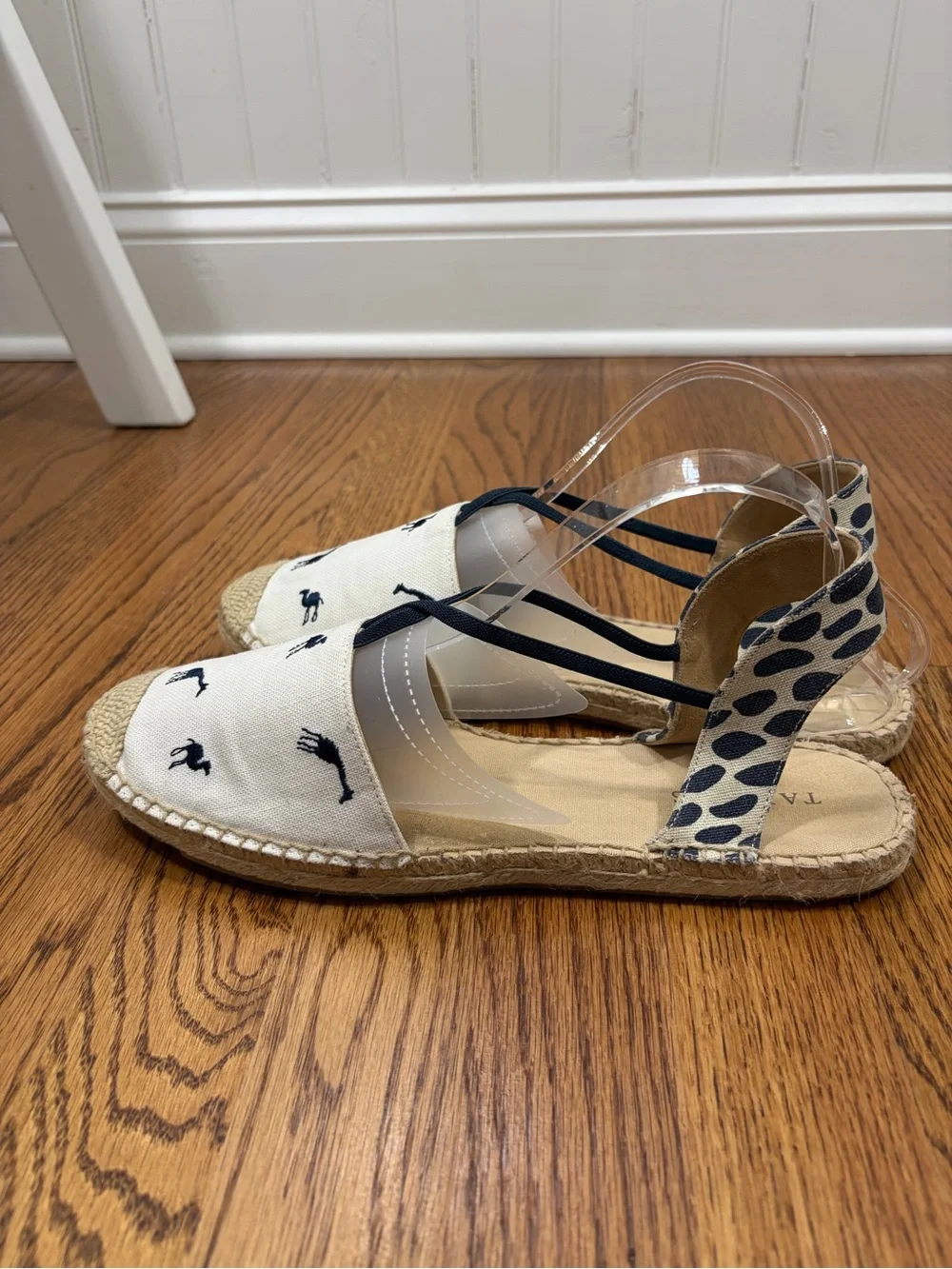 Talbots Ivy Espadrille Slingback Sandal Flats - Navy Embroidered Giraffes (11)
